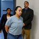 Cyntoia Brown, a woman serving a life sentence for killing a man when she was a 16-year-old prostitute, enters her clemency hearing Wednesday, May 23, 2018, at Tennessee Prison for Women in Nashville, Tenn.